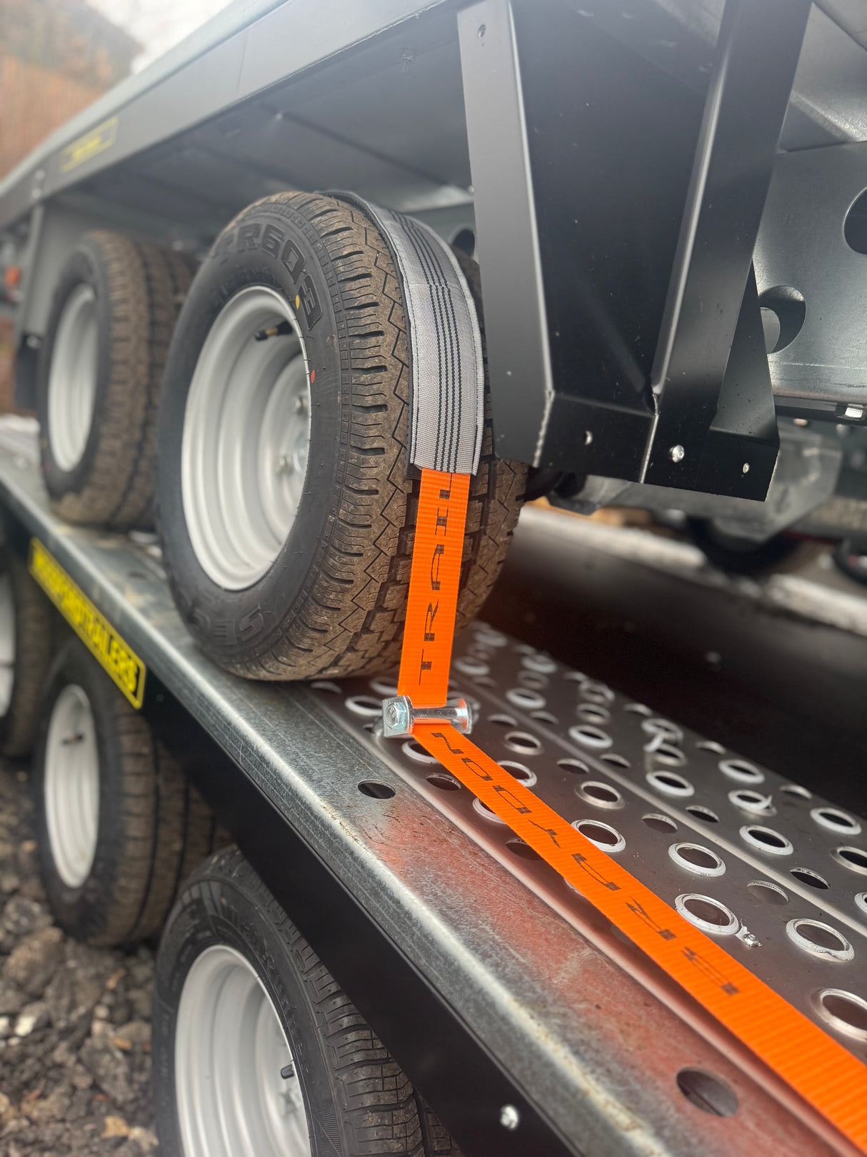 Sleeved Over Wheel Ratchet Strap With Swivel Hooks 3.5M x 50mm Straps