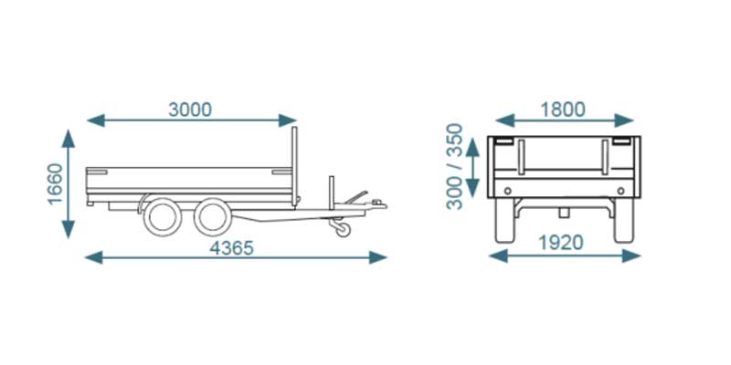Debon Tipper Trailer PW2.4 Twin Axle 3 Way Electric / Manual Tipper 2600kg MGW
