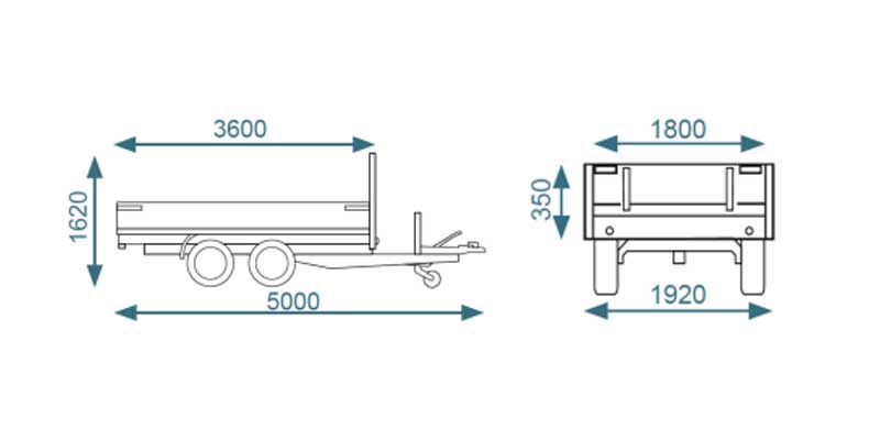 Debon Tipper Trailer PW3.6 Twin Axle 3 Way Electric / Manual Tipper 3500kg MGW