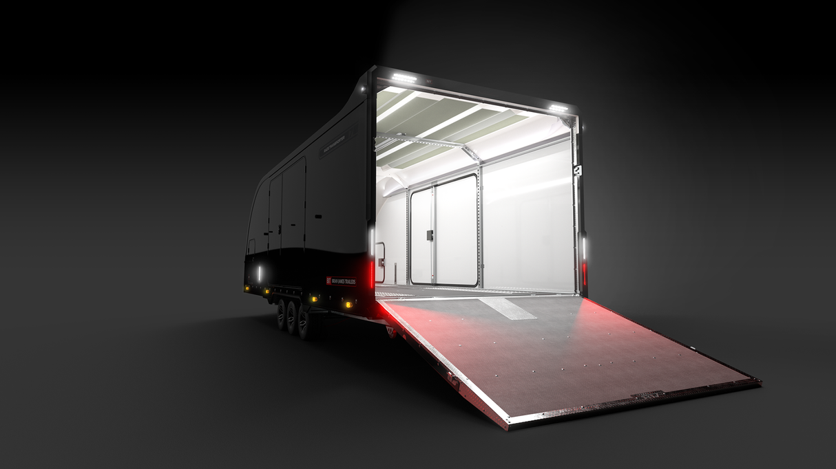 Brian James Race Transporter 7 Enclosed Trailer – 6.0m x 2.3m | 3.5T | Triple Axle | 10” Wheels 397-6023-35-3-10-B